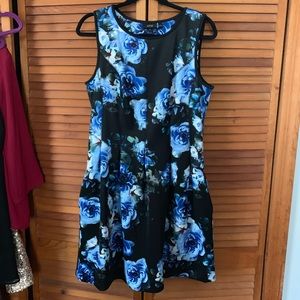Apt. 9 Large Blue and Black Floral Dress